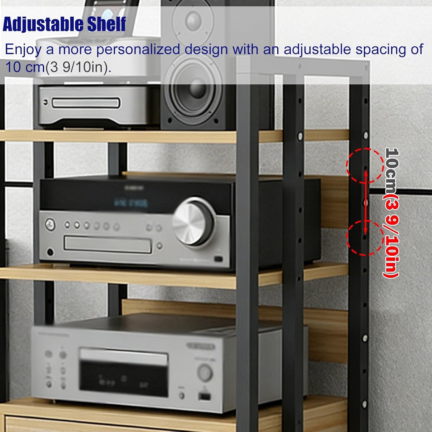 YLLFFLL 3 Shelf Audio Component Rack Tower Media Stereo Stand Equipment Shelves