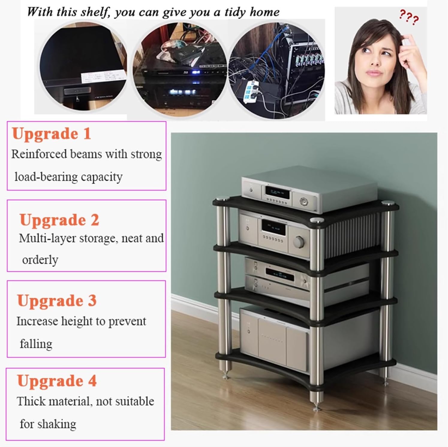 Audio Rack 4 Tier Stereo Amplifier Speaker Stand