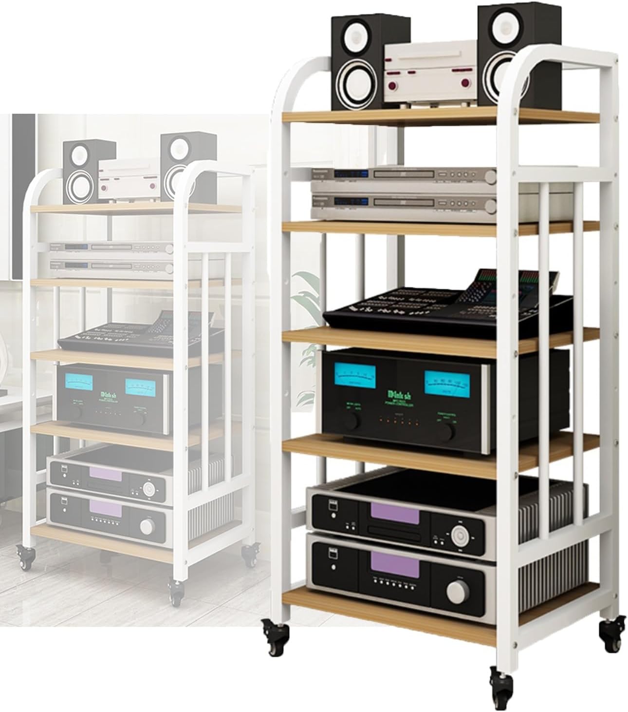 YLQFGUVWK 5 Tier AV Media Stand Corner Frame Component Cabinet Stereo Rack Sound Tower