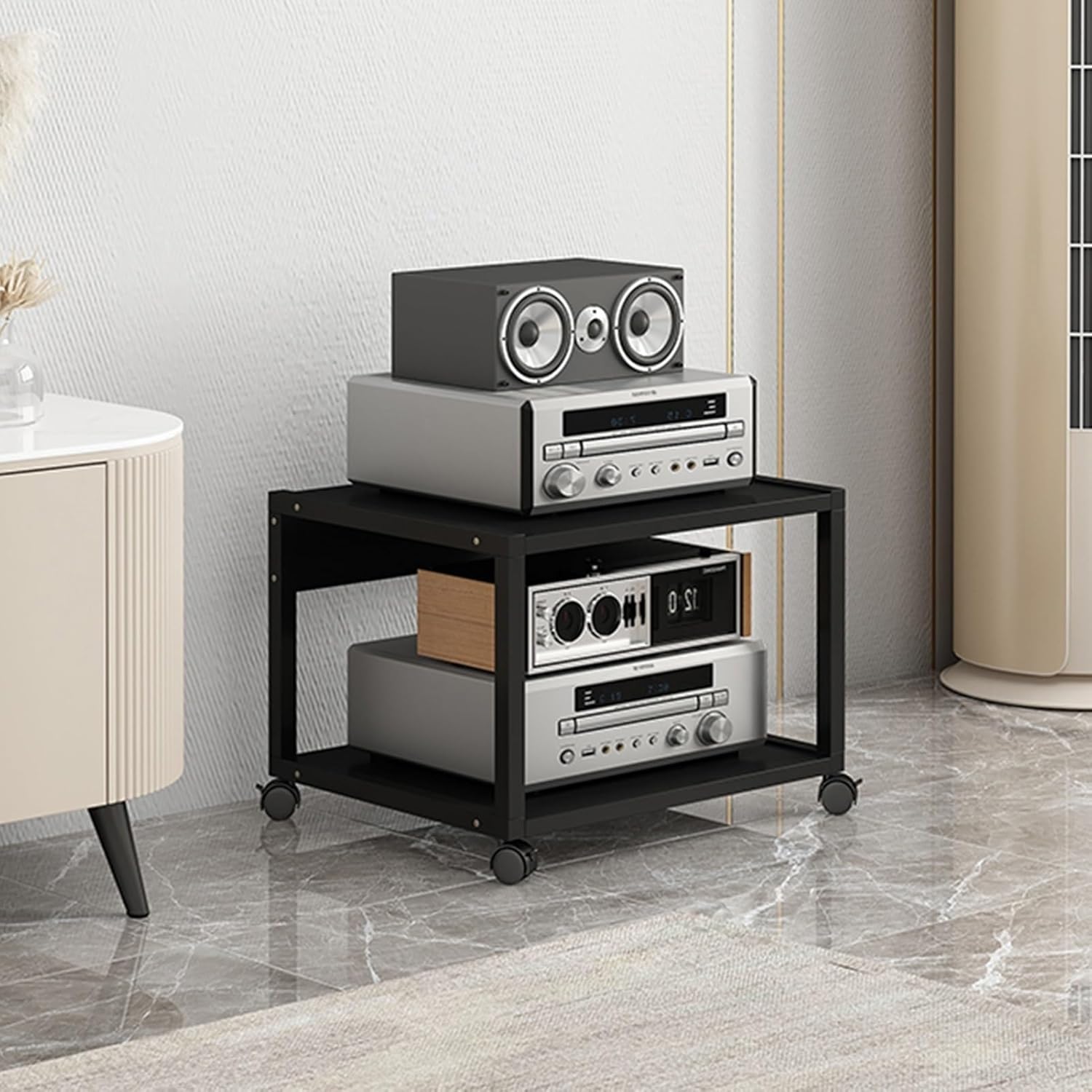 Adjustable 2-Tier Media Cabinet - Modern Audio Video Stand
