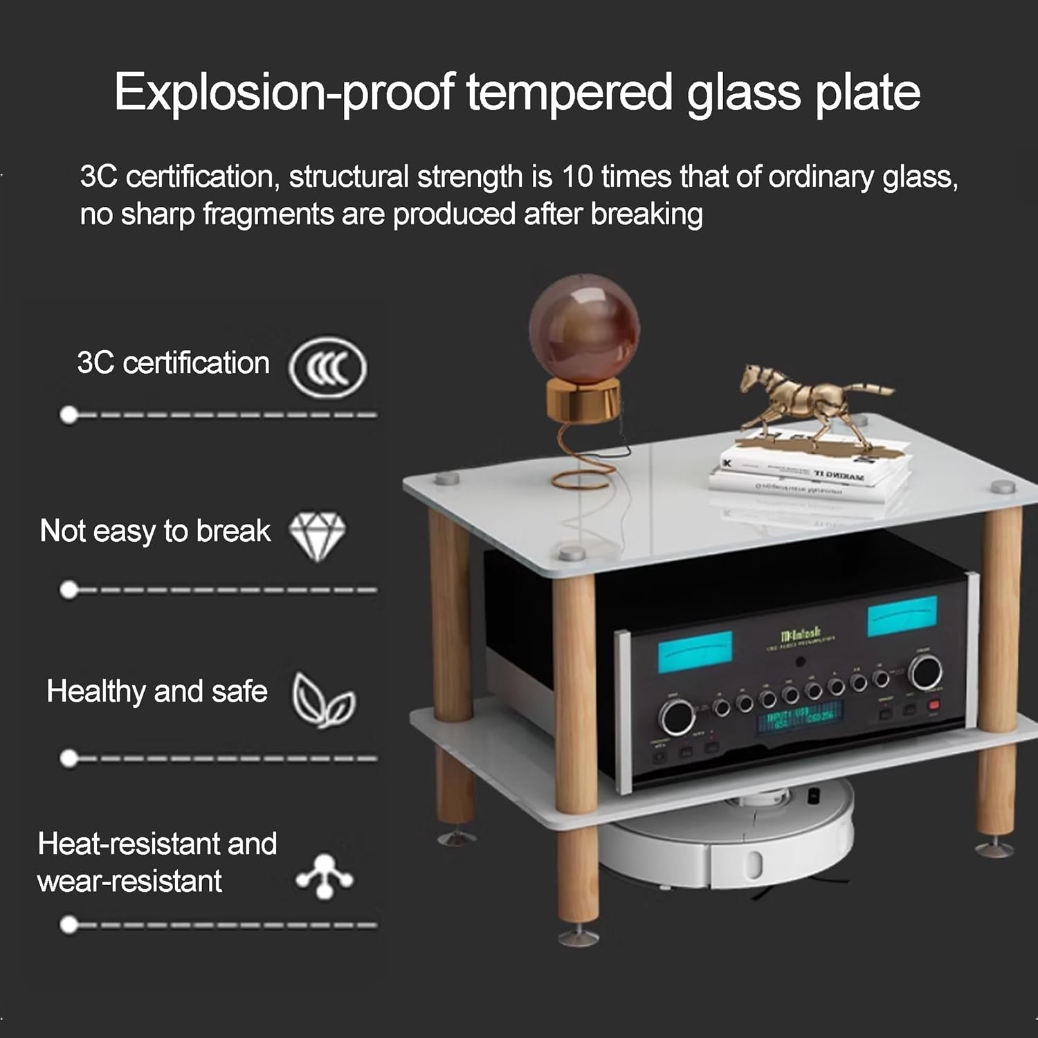 OVOGGPAN AV Stereo Cabinet Audio Rack Stand Tower Audio-Video Shelving Audio Tower Record Player Stand Media Storage Cabinet