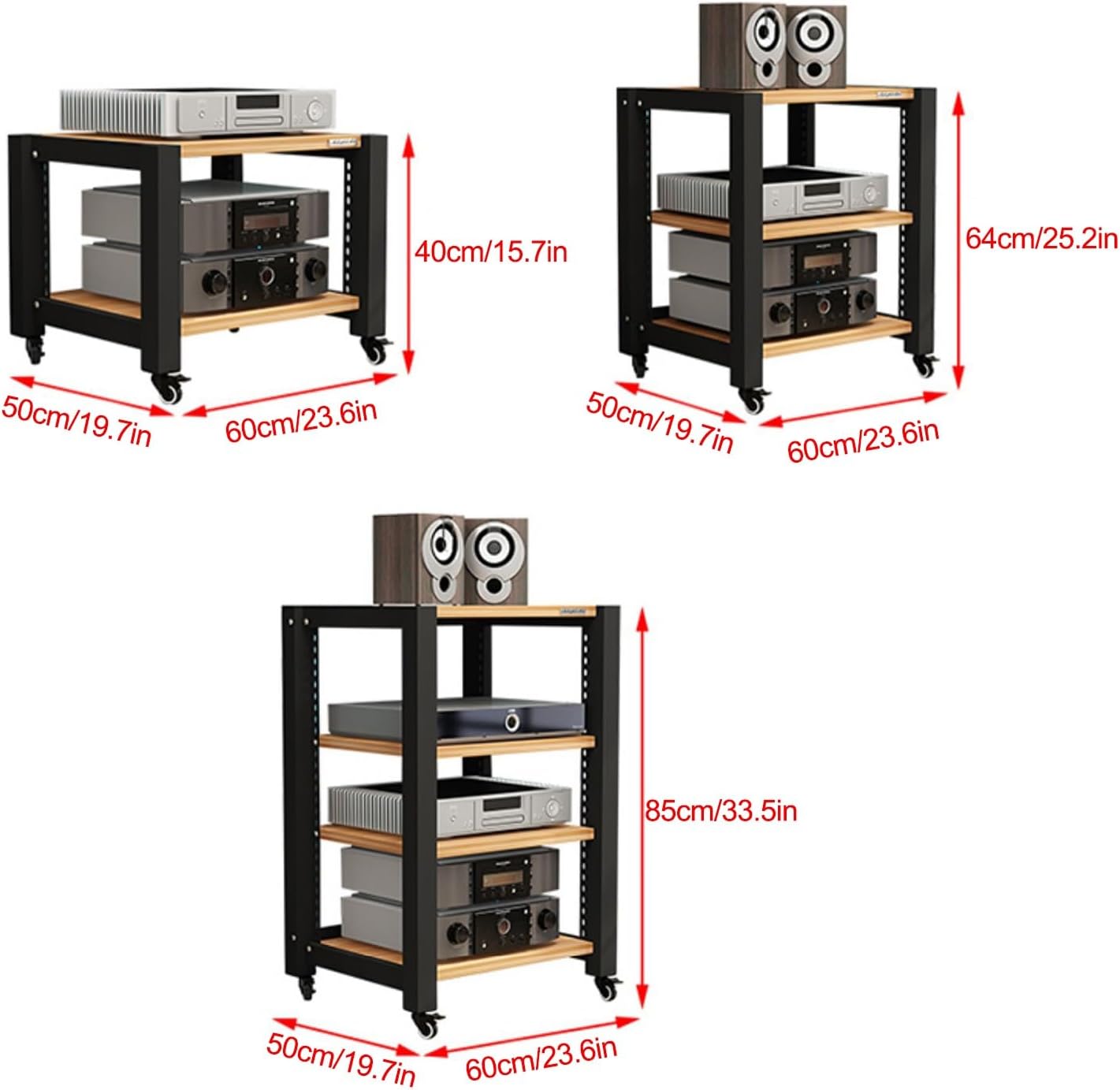 ZIHESY Stereo Stands AV Media Stand Video Component Cabinet Audio Rack Tower