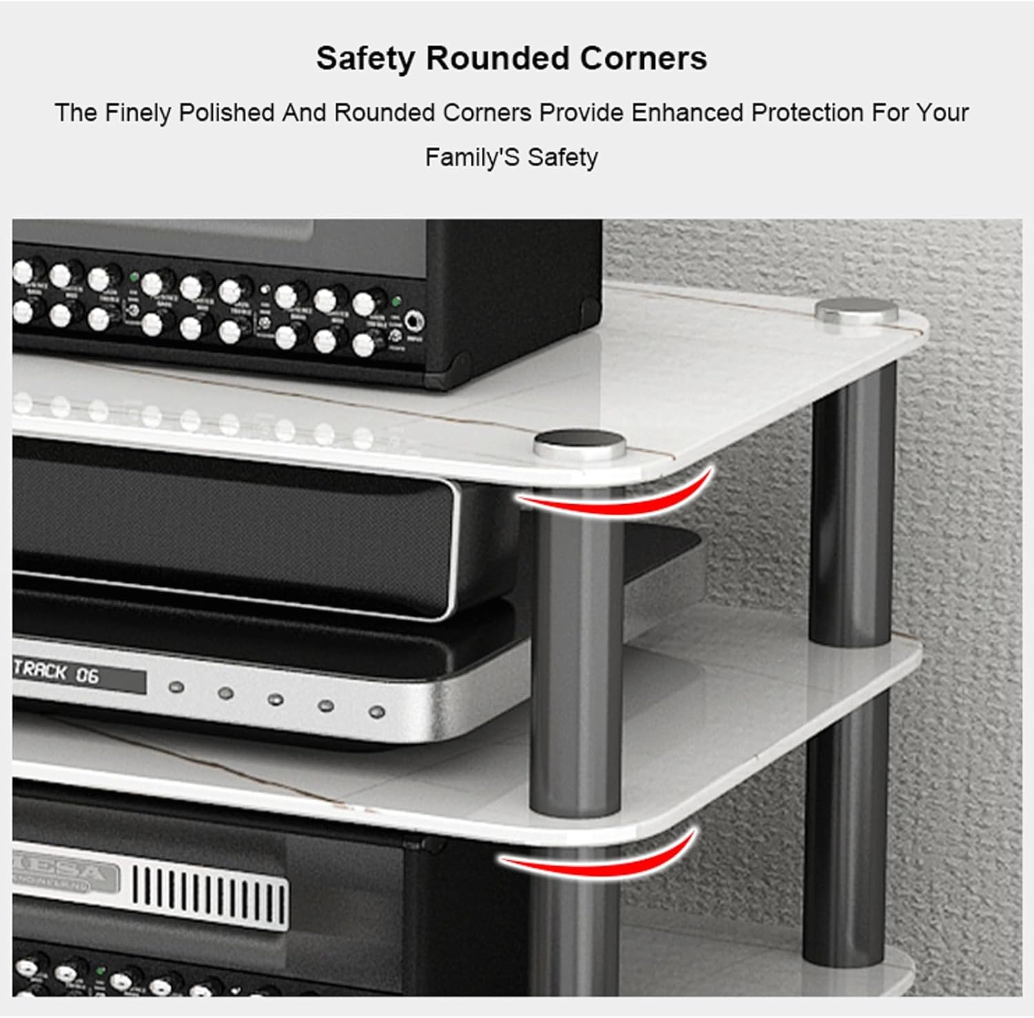 XMFBSY Medios Tempered Glass AV Component Media Stand Heavy Duty Stereo Cabinet Modern Entertainment Video Game Equipment Console Shelf for DVD Player Organizer(3 Tier)