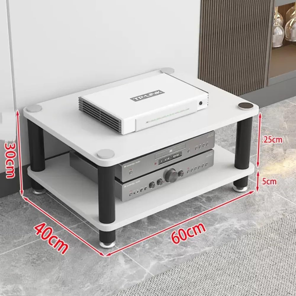 NILZA Small AV Cabinet 1/2/3/4 Tier Media Storage Cabinet Audio Video Media Stand Cabinet Floor-Standing Av Stand Audio Component Cabinet for Living Room Office(White