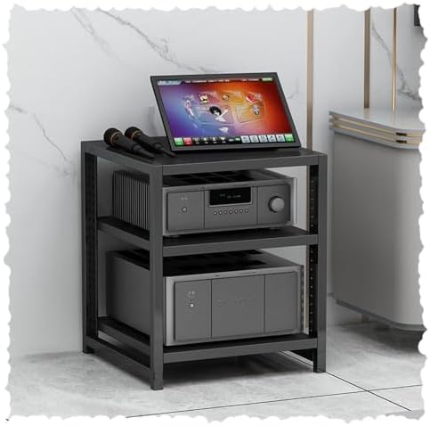 Adjustable 4/5/6 Tier Media Storage Cabinet - Wooden AV Stand with Shelves for Stereo Rack