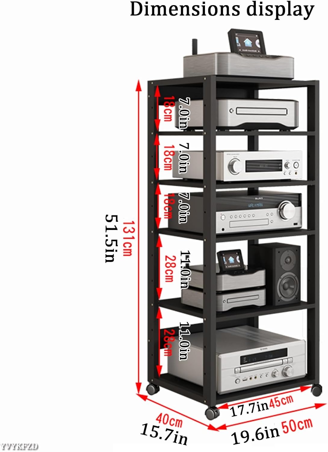 WUHUQN Media Stand Movable AV Media Stand