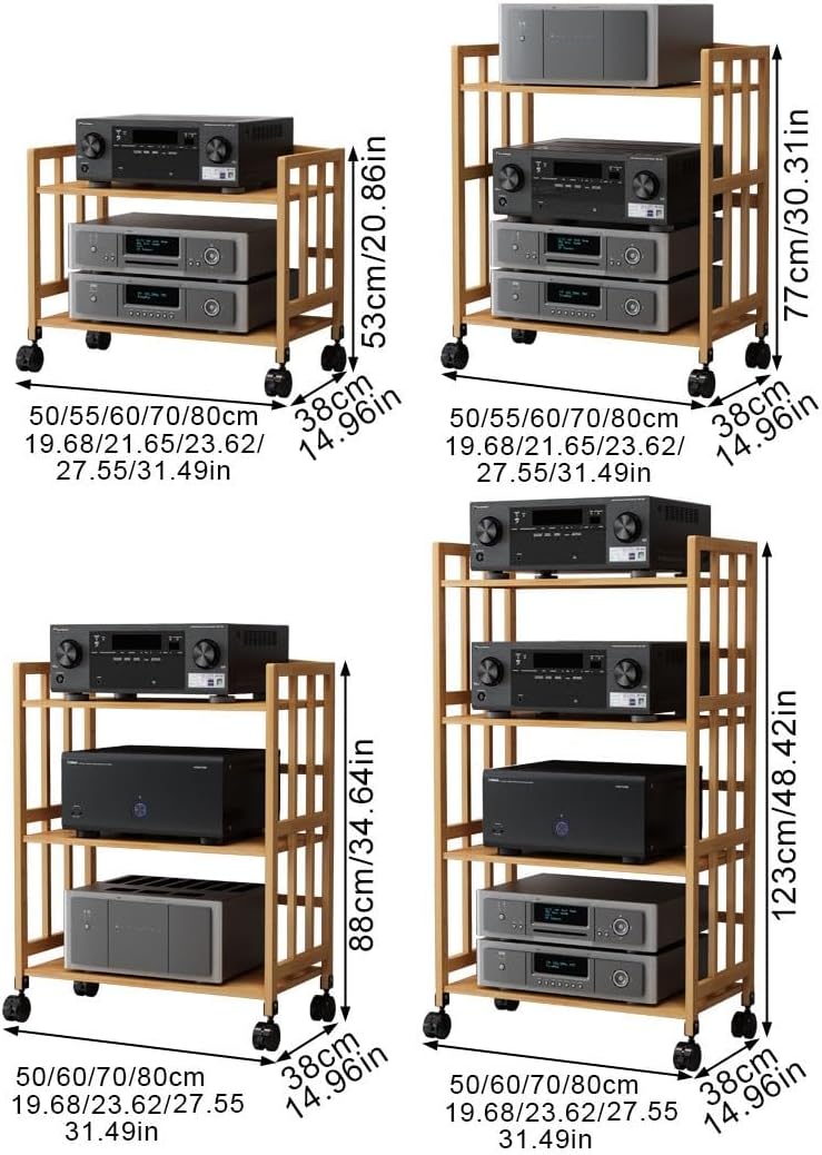 DVD Shelf Media Stand with Wheels Gaming Shelf AV Media Stand Corner Shelf Movable Corner TV Stand Audio Display Cabinet for DVD Players/Cable Boxes/Games Consoles/TV Accessories.(50x38x53cm)