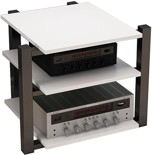 3-Tier Metal Audio Video Media Stand with MDF Shelves