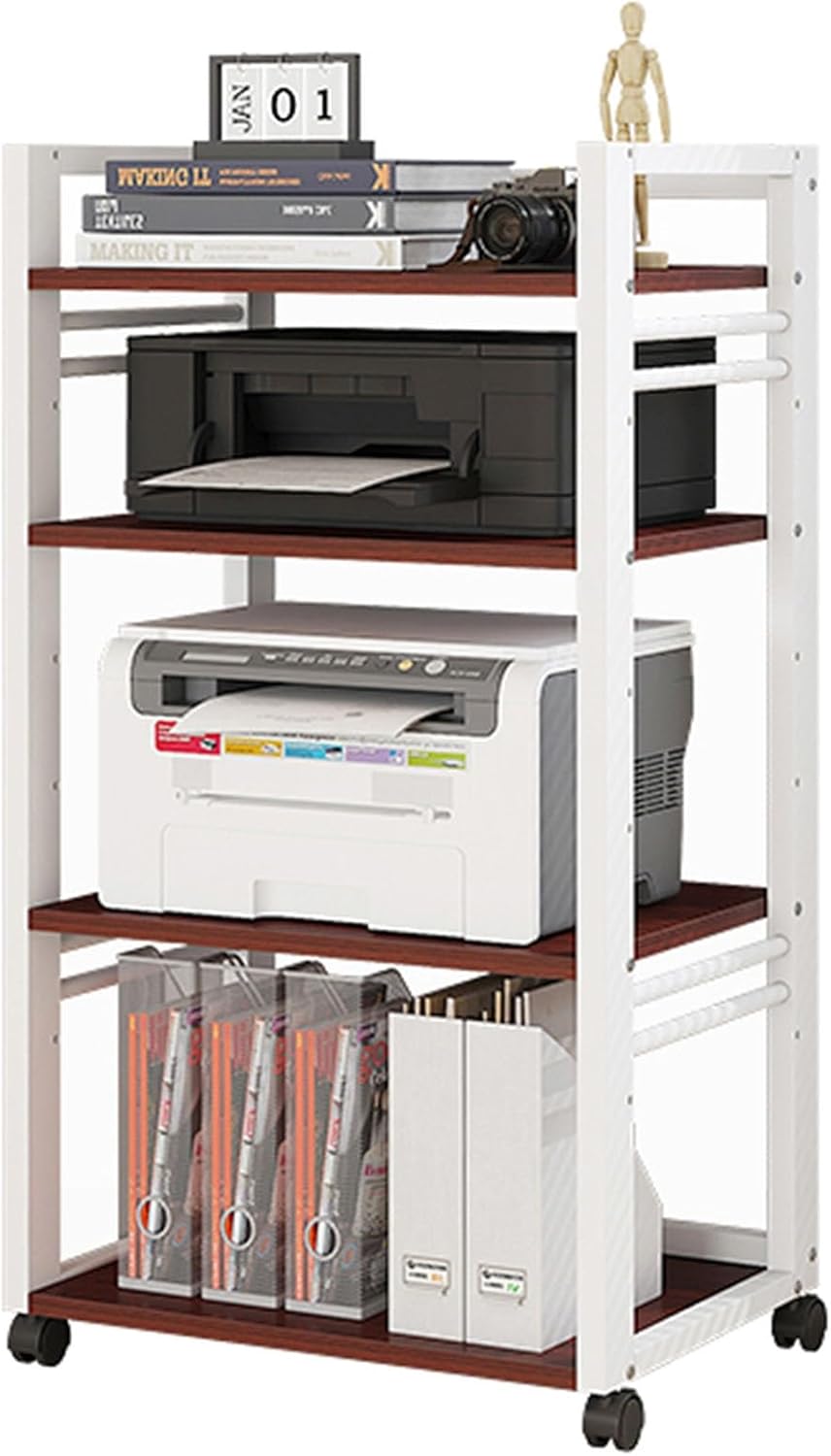 AErosx Movable AV Media Stand CD Player Stand Stereo Rack Corner TV Stand Audio Video Components Cabinet with Height Adjustable Wooden Shelf