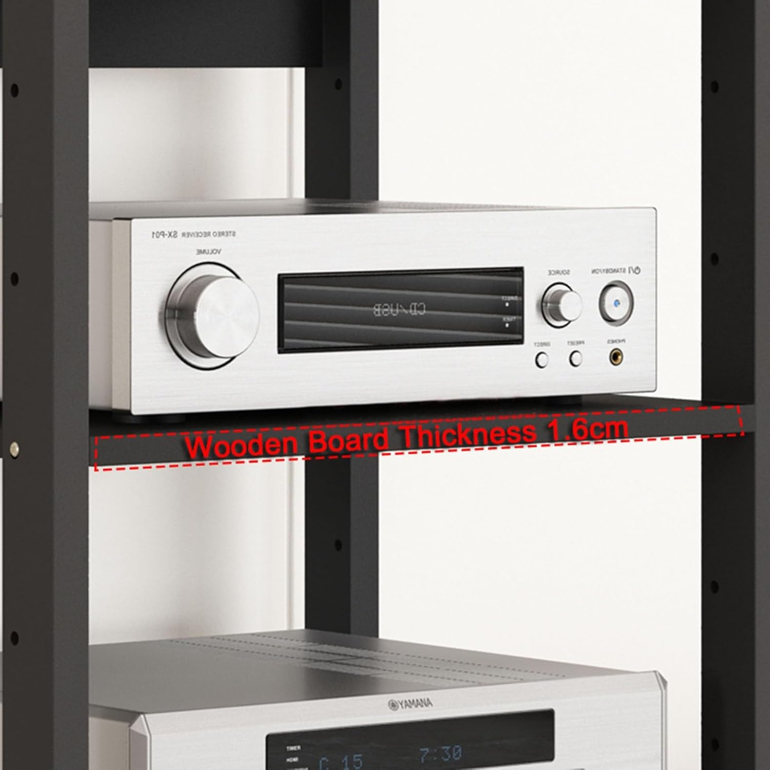 DLYZAYE 3-Tier Movable Audio Rack CD Media Player Stand AV Component Cabinet