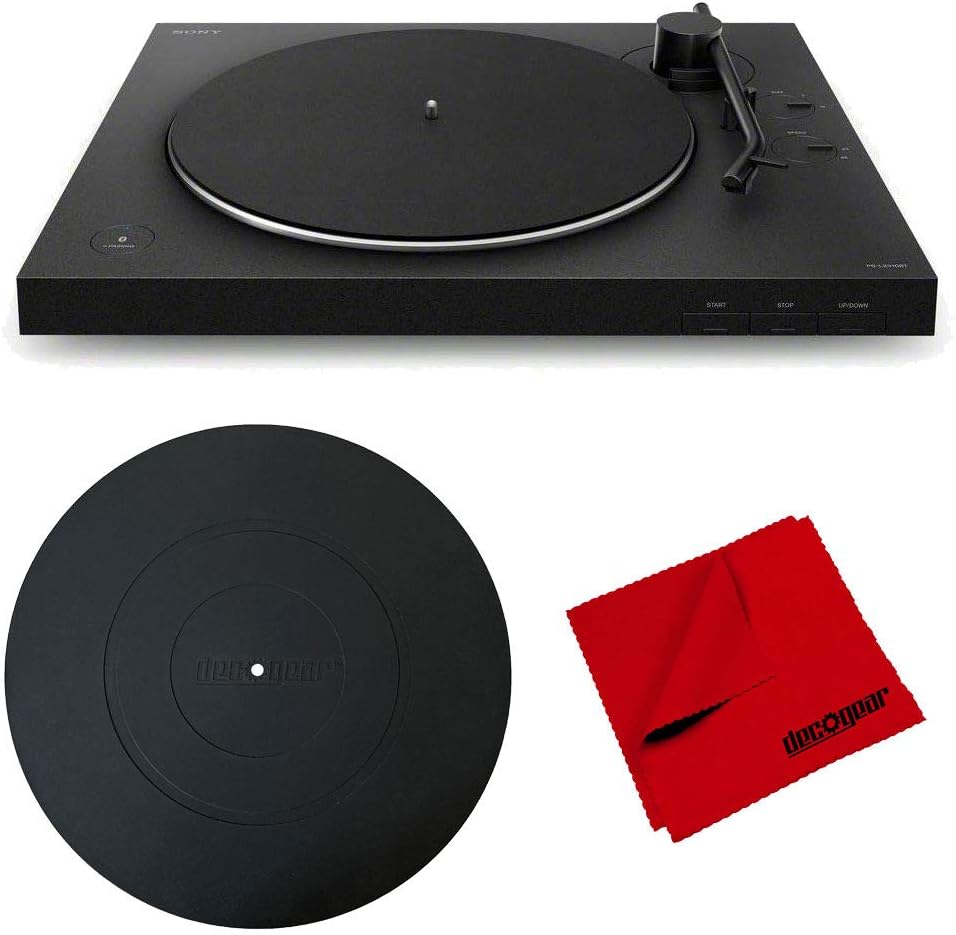 Sony PS-LX310BT Hi-Res Belt-Drive USB Turntable Bundle with Deco Gear 12 inch Universal Silicone Platter Mat and Microfiber Cleaning Cloth