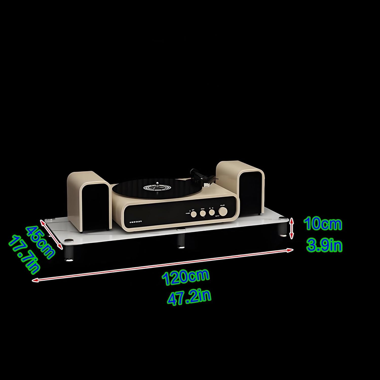 UYCVT 4-Media Stand White Entertainment Center Stylish Stereo Rack for Tv & Audio Equipment Spacious Storage Cabinet 120X45X73.5 Cm Perfect for Home Theater-Black-120x45x10cm