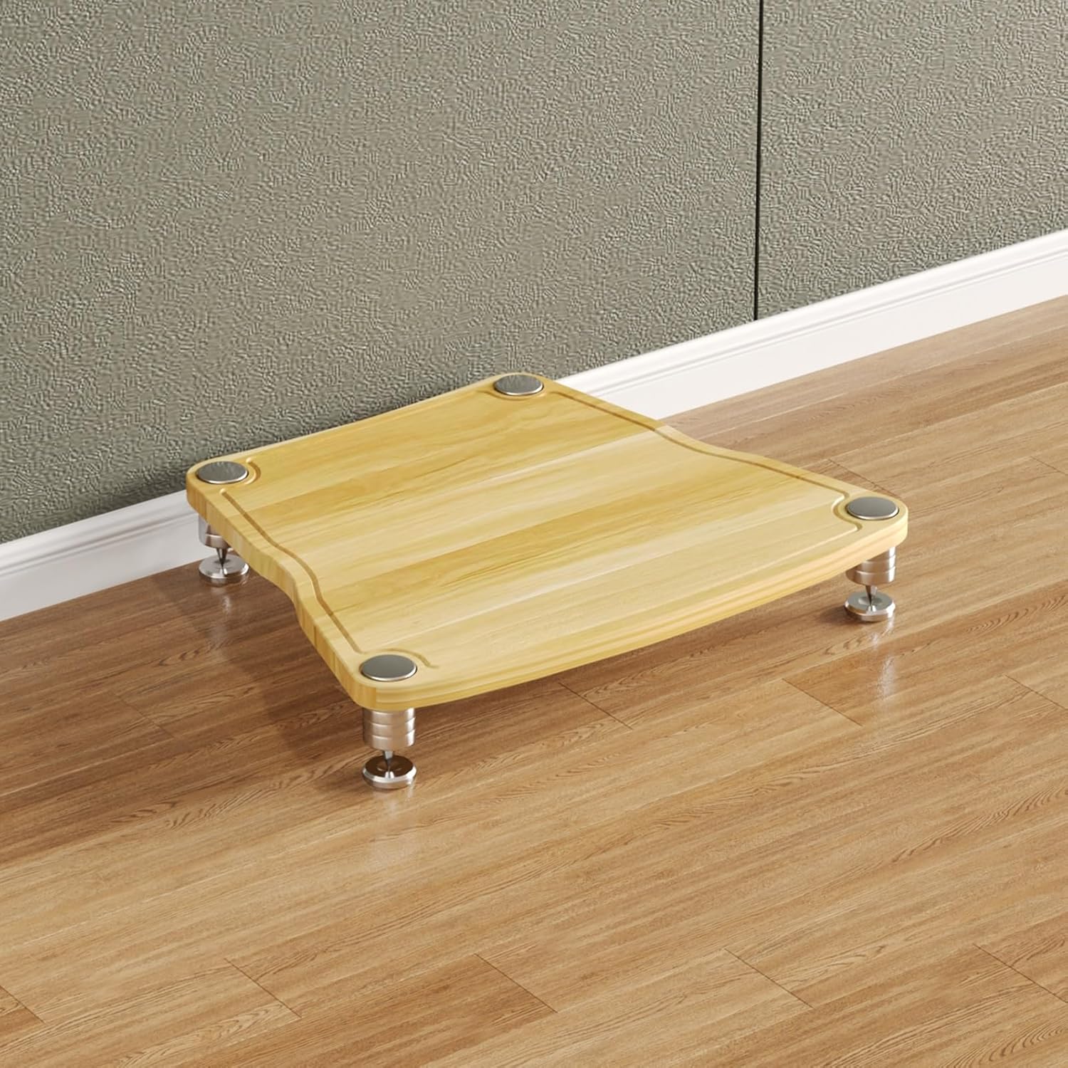 DLYZAYE Light Brown Stereo Cabinet & Media Stand - Audio Rack for Record Player