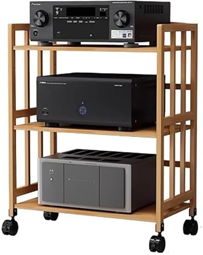 UYCVT Adjustable Height HiFi Audio Stand 2-5 Tier Media Shelf for Tv Players & Cable Boxes Black Metal & Wood Stereo Cabinet Record Storage Organizer 102X38X159Cm-L*w*h-55 * 38 * 88Cm