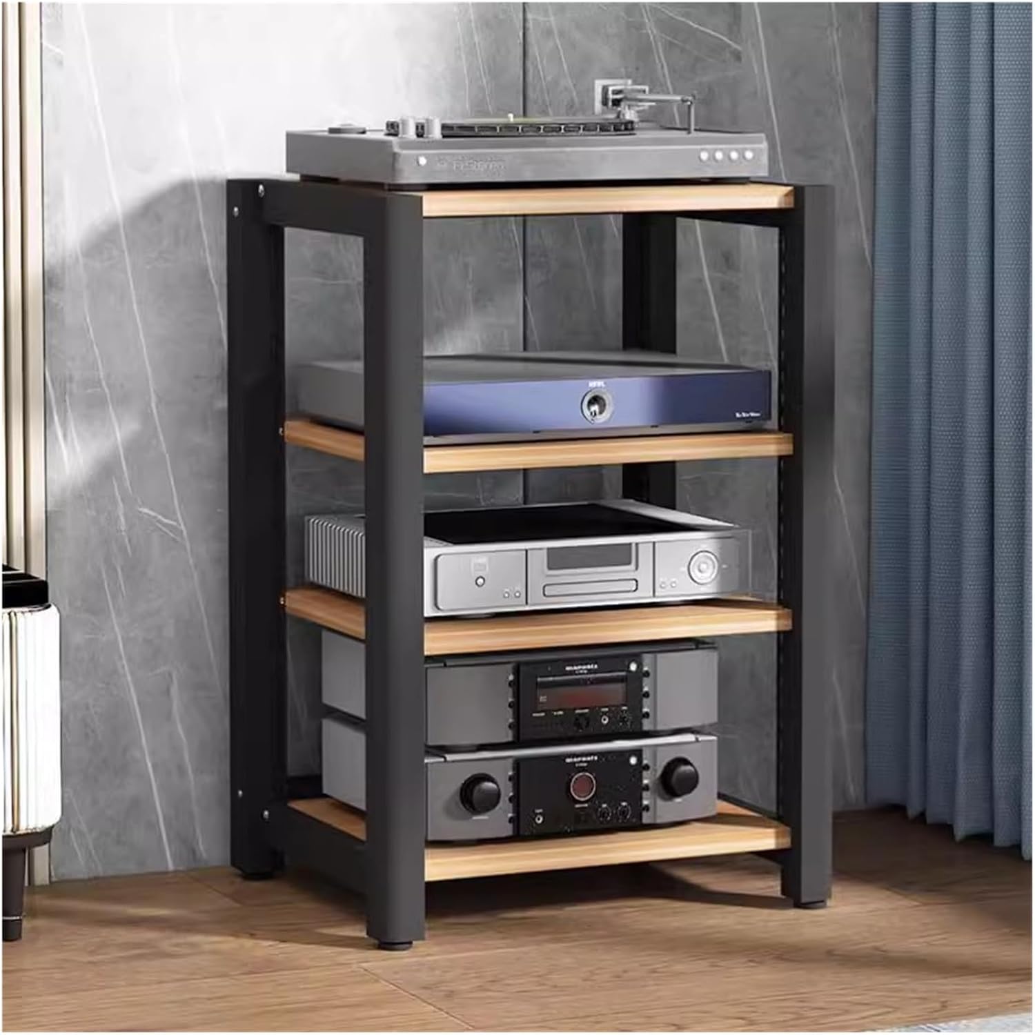 4 Tier Corner Shelf Media TV Console Storage Cabinet