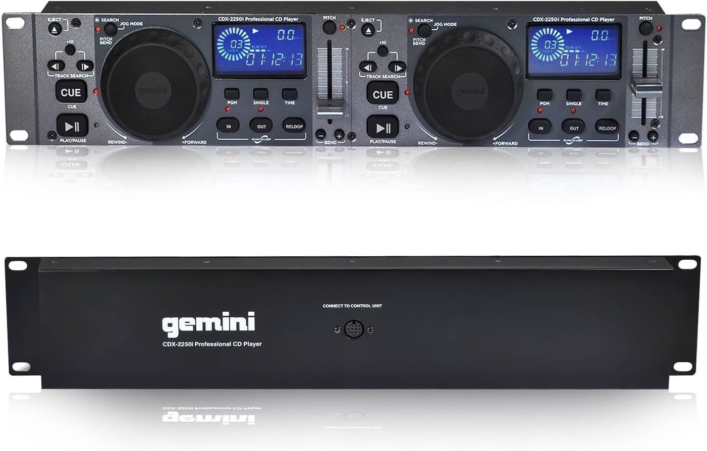 Gemini Dual CD/USB DJ Media Player 2-Deck Rackmount CD Player with Jog Wheels