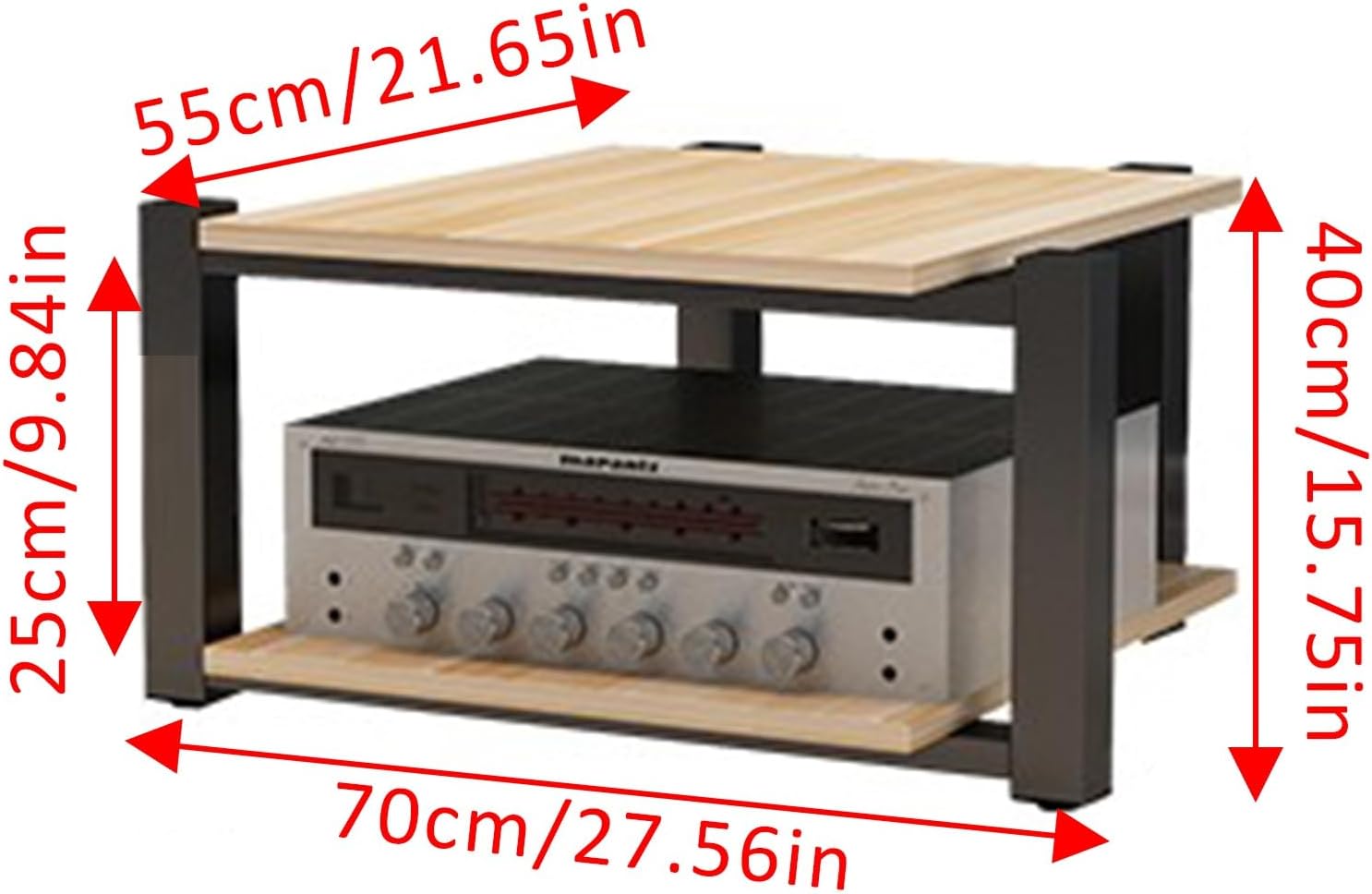 POWRZZZY Heavy Duty Audio Component Rack Movable 2-Tier Home Stereo with Adjustable Shelf and Drawers Entertainment Stereo Stand Media Tower for Your Home Entertainment System(Light White