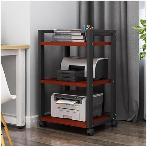 Upright Entertainment Stereo Rack System Component Cabinet with Caster Wheels & Adjustable Shelf
