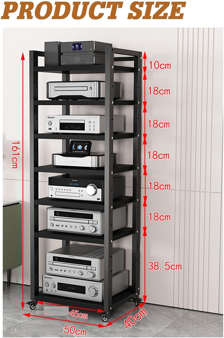 7 Tier AV Media Cabinet Stand Component Cabinet Removable Open Storage Rack With Height Adjustable Wooden Shelf Media Cabinet For Home/Office/Audio Video ( Color : Style 1