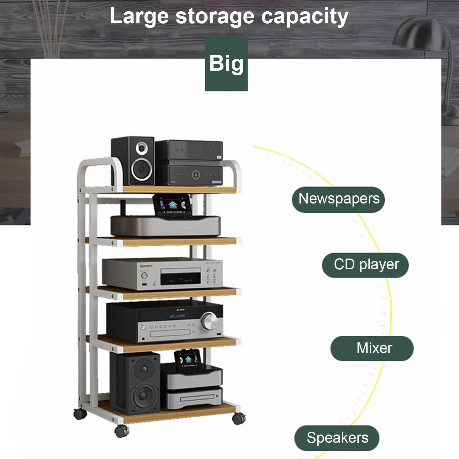 SFJATTA Display Record Player Stereo Receiver Record Player Console Cabinet Movable Corner TV Stand Stereo Component Rack Cabinet for Living