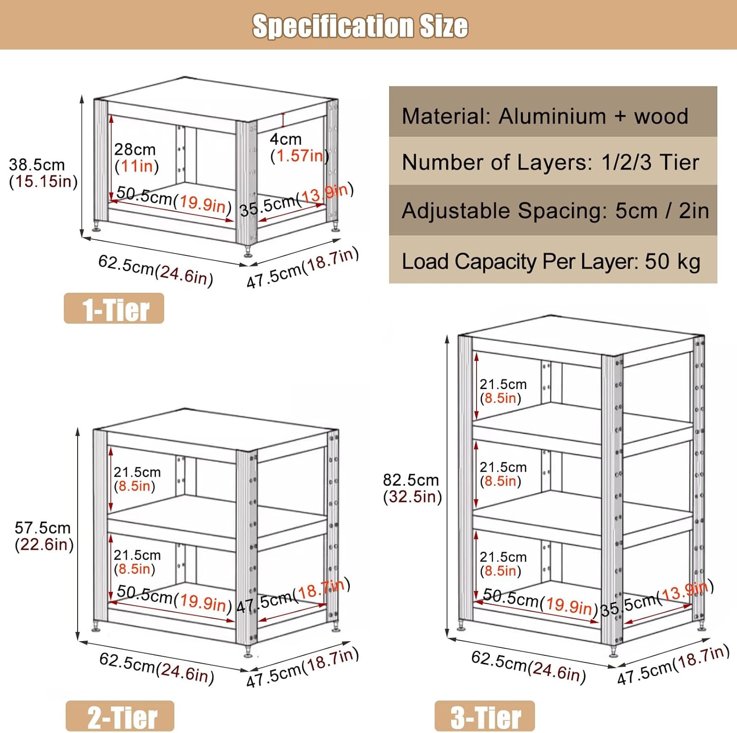 Small Media Stand with Height Adjustable Wooden Shelf