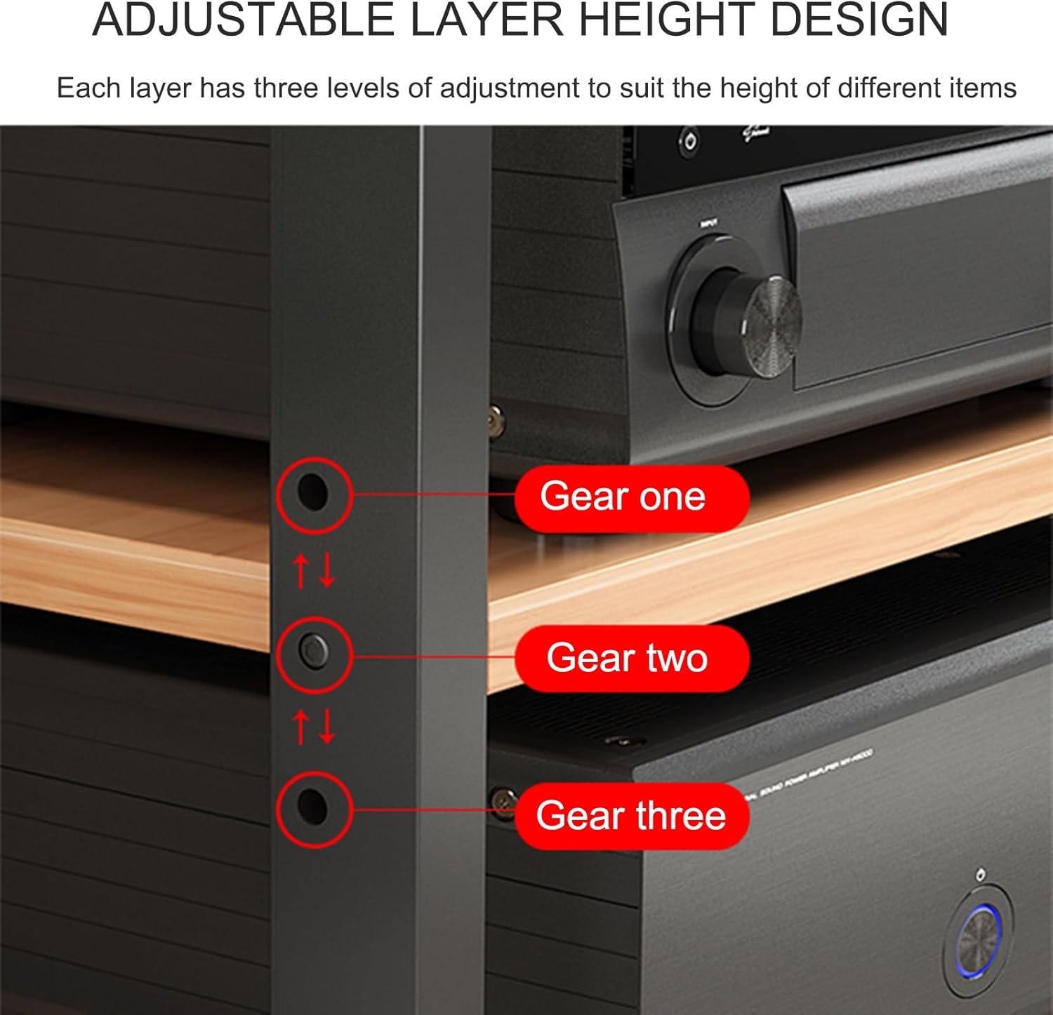 HXFAAFXH Audio-Video Media Stand with Adjustable Shelves