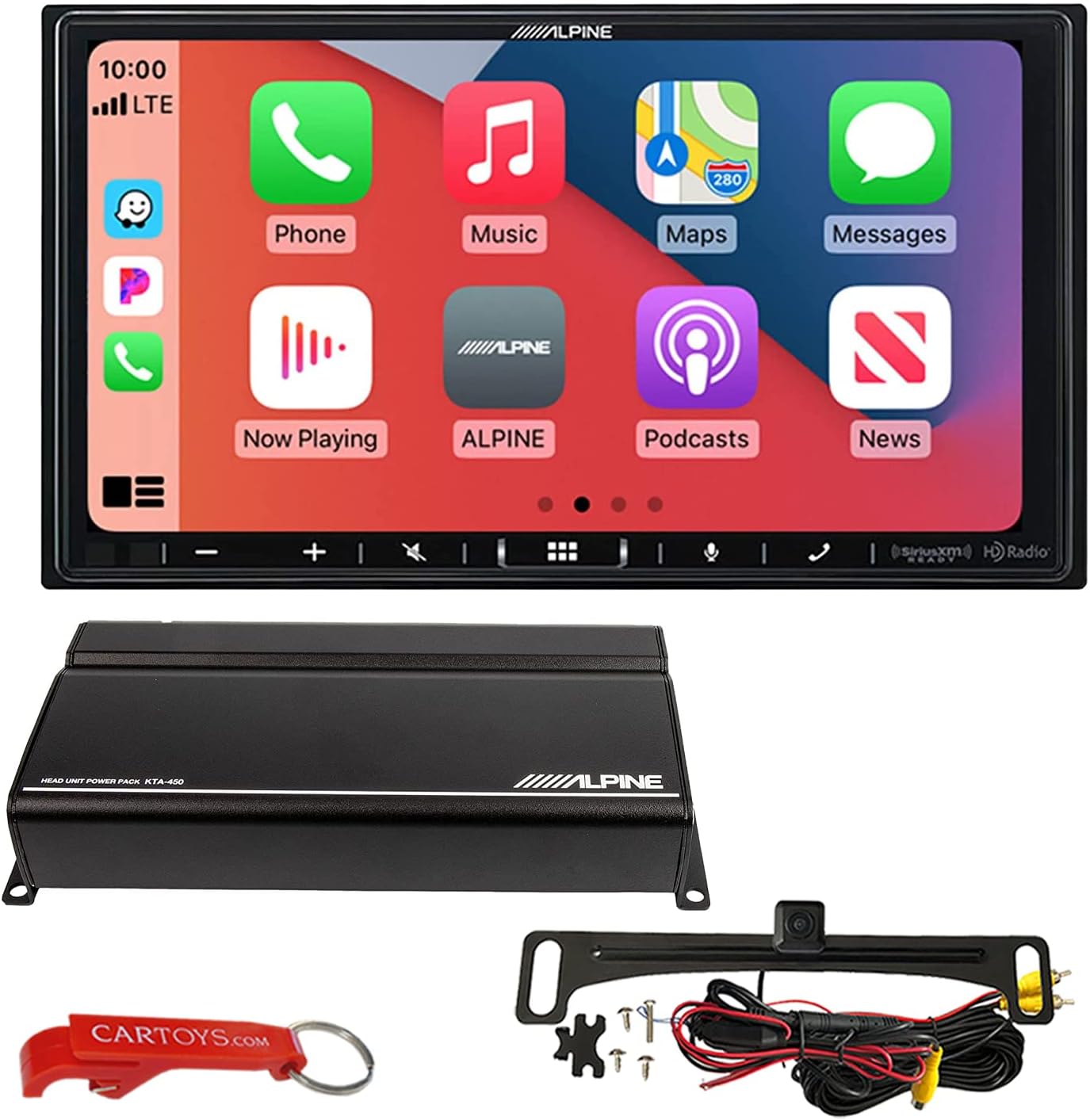 Alpine iLX-407 Car Stereo PowerStack Bundle w/KTA-450 Amplifier & Backup Camera. Apple CarPlay and Android Auto 2-DIN Shallow Mount Head Unit w/ 7 Inch Capacitive Touchscreen