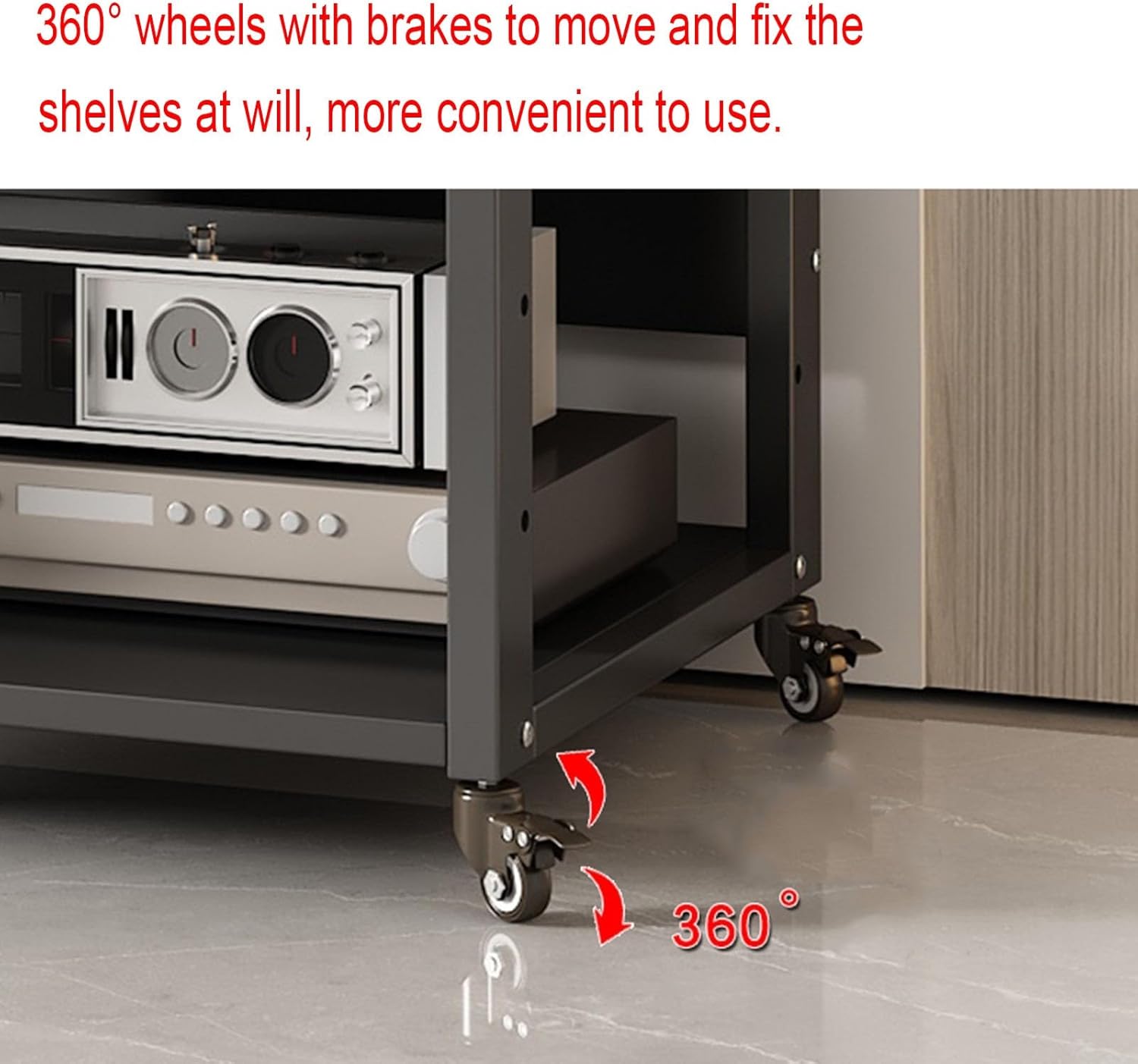 AErosx Movable AV Media Stand CD Player Stand with Drawer Stereo Component Cabinet Media Center Audio Tower Media Storage Rack with Height Adjustable Wood Shelf for Home/Office/Theater (Color : A)