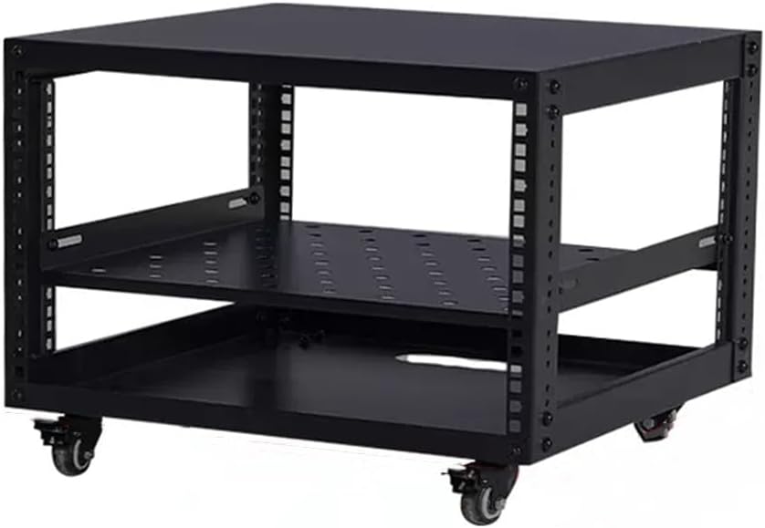 NILZA Open Frame Server Rack Floor-Standing Network Rack with Wheels Stereo Rack AV Media Stand Rolling Rack Audio Stand for Computer/AV/Data/IT Equipment(50x47.7x31.7cm/19.6x18.7x12in)