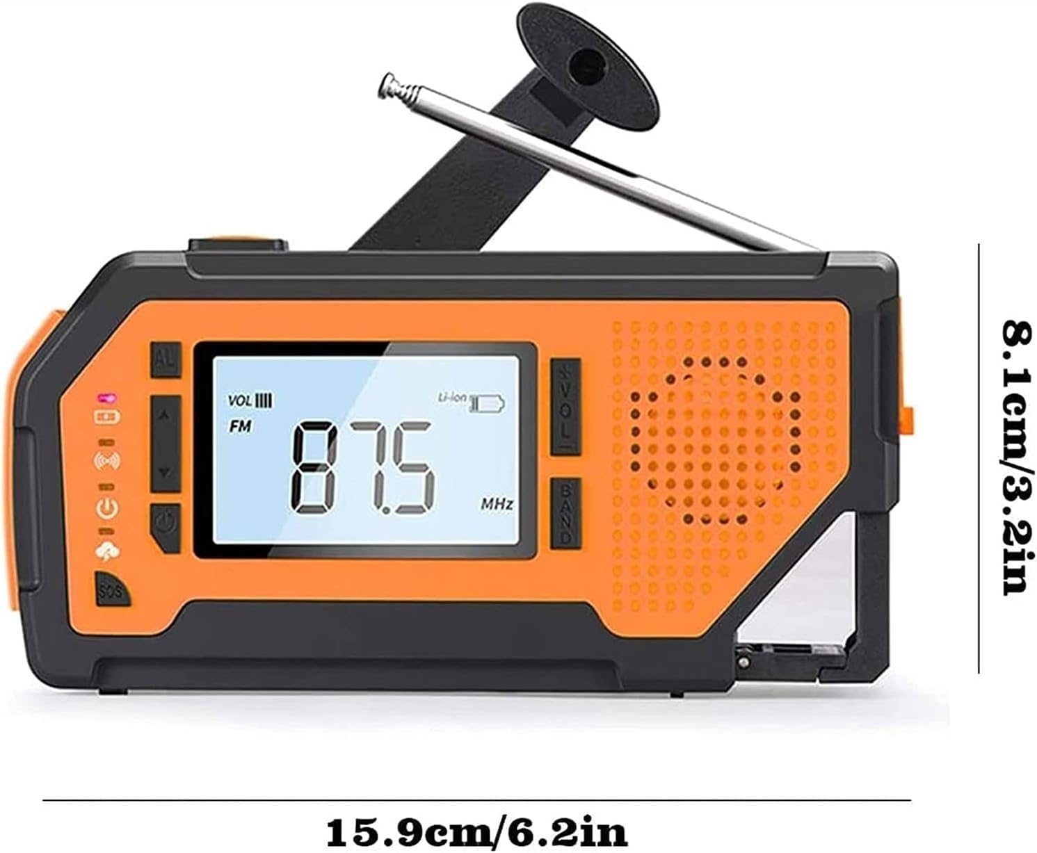 Weather Radio 2000mAh Solar Hand Crank Emergency 4 Ways Powered AM/FM/NOAA Alert Portable with Flashlight Reading Lamp Cellphone Charger and SOS Alarm