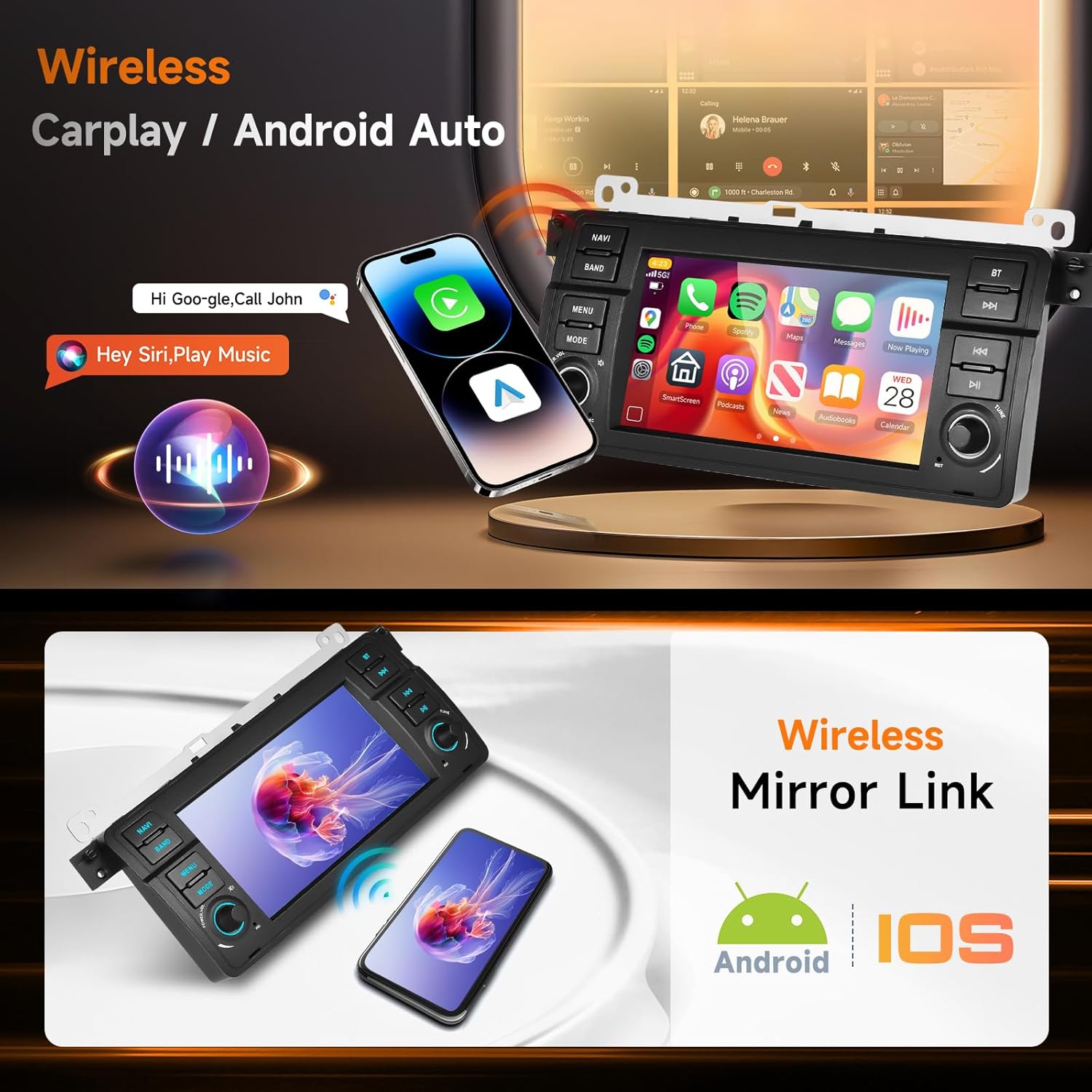 8 Core 6G 128G for BMW 3 E46 Compact/Convertible/Touring/Touring E46 Radio Android 7 inch Touchscreen Wireless Carplay Android Auto