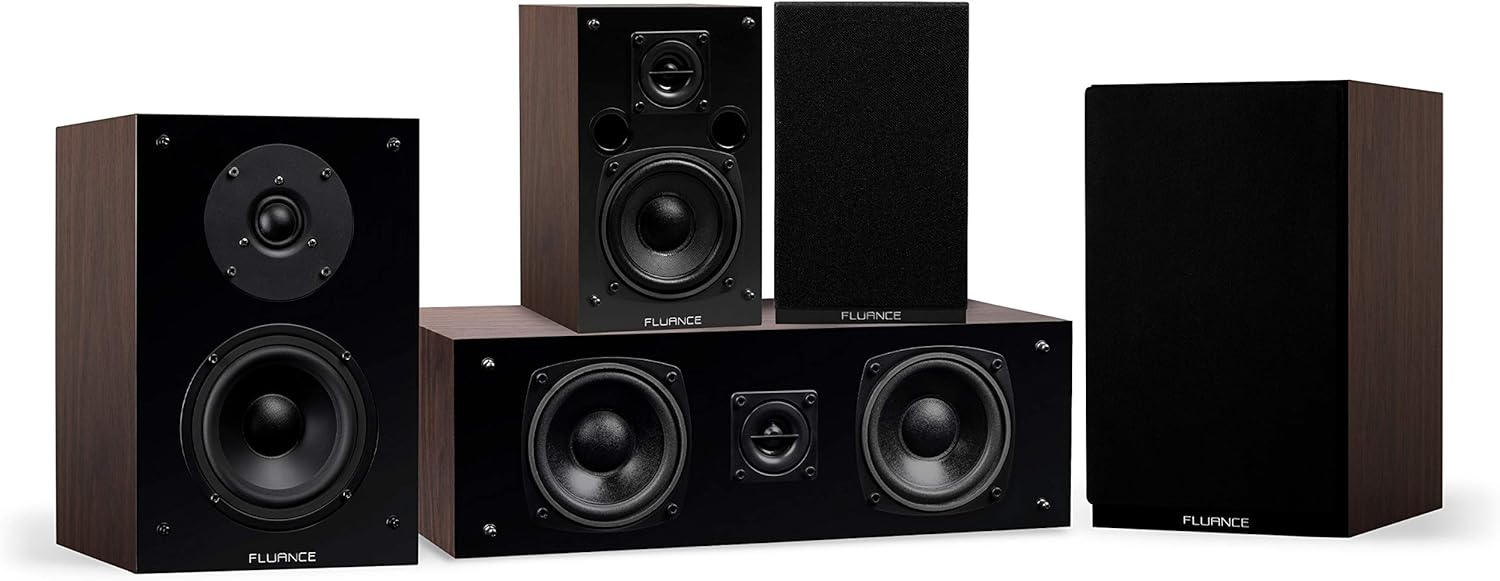 Fluance Elite High Definition Compact Surround Sound Home Theater 5.0 Channel Speaker System Including 2-Way Bookshelf
