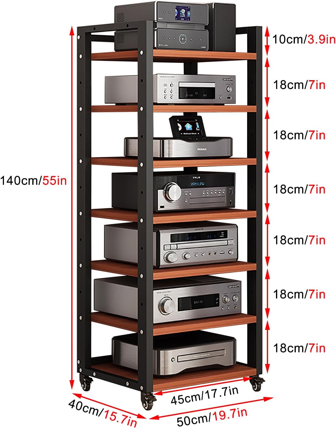 OMKUOSYA 7-Tier Heavy Duty Audio Component Rack