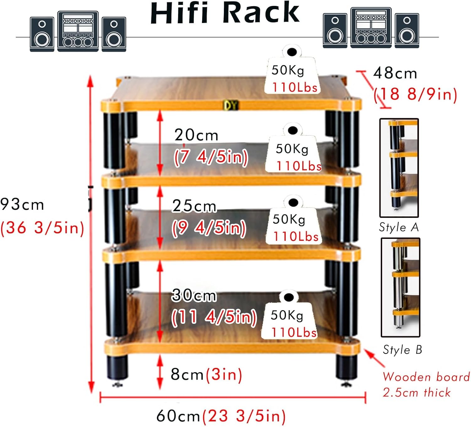 WLCGYD Heavy Duty HiFi Audio Rack
