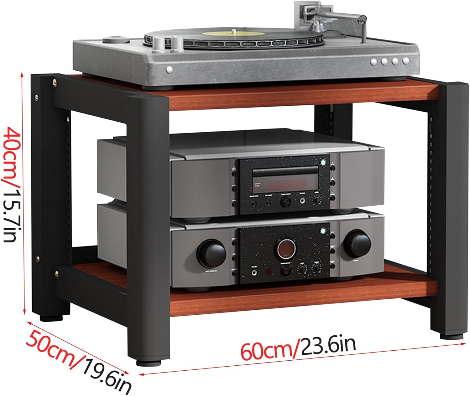 2 3 4 5 Tier AV Media Stand Stereo Cabinet Furniture Open Tower Stand Audio-video Shelving Component Rack Game Console CD DVD Storage Shelf Small Entertainment Center Shelves for Home Living Room(Teak