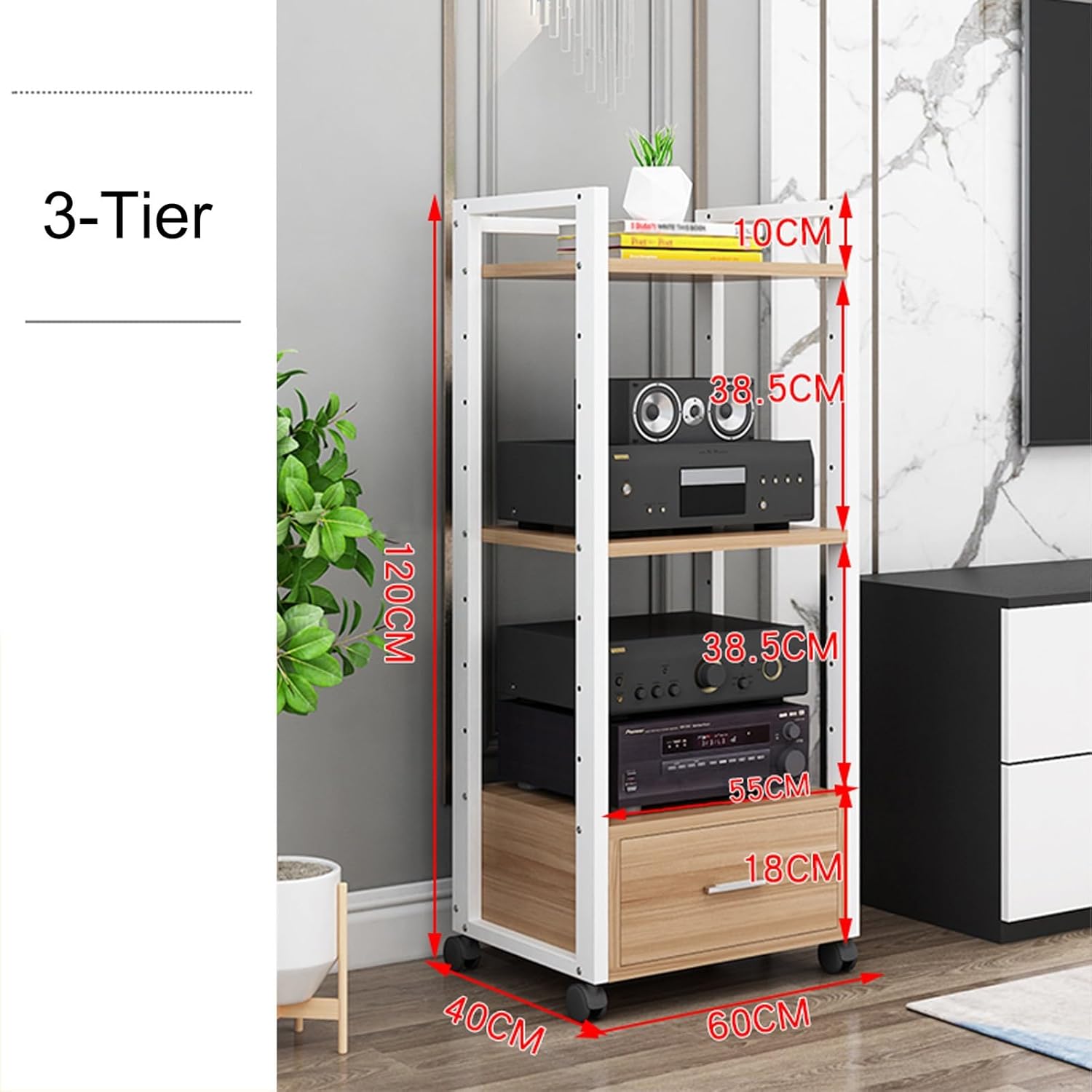 ISOFORMA 3/4/5-Tier AV Media Stand with Drawer