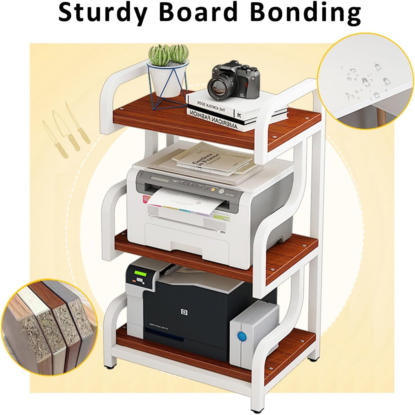 Media Stand Stereo Cabinet Video Media Stand Audio Rack 3-Tier AV Media Stand Floor-Standing Audio Rack with Shelf Audio Rack DVD Display Cabinet for Living Gaming Recording Room.(Original wood)