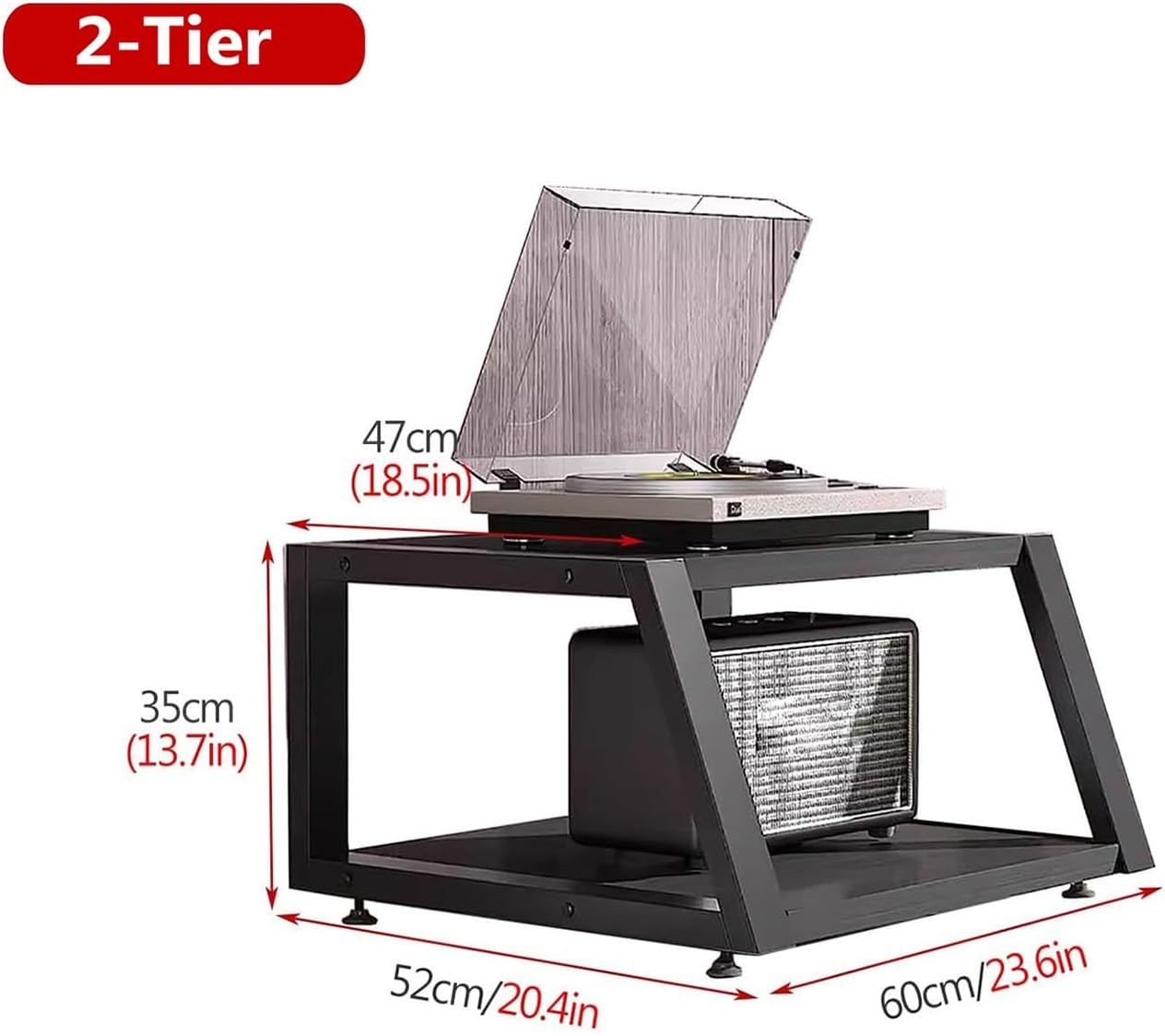 XingLi 2/3/4- Tier Audio Rack CD Media Player Stand Audio/Video Component Cabinet Floor-Standing Storage Shelf for Home/Office/Theater Black(Size:2-Tier)