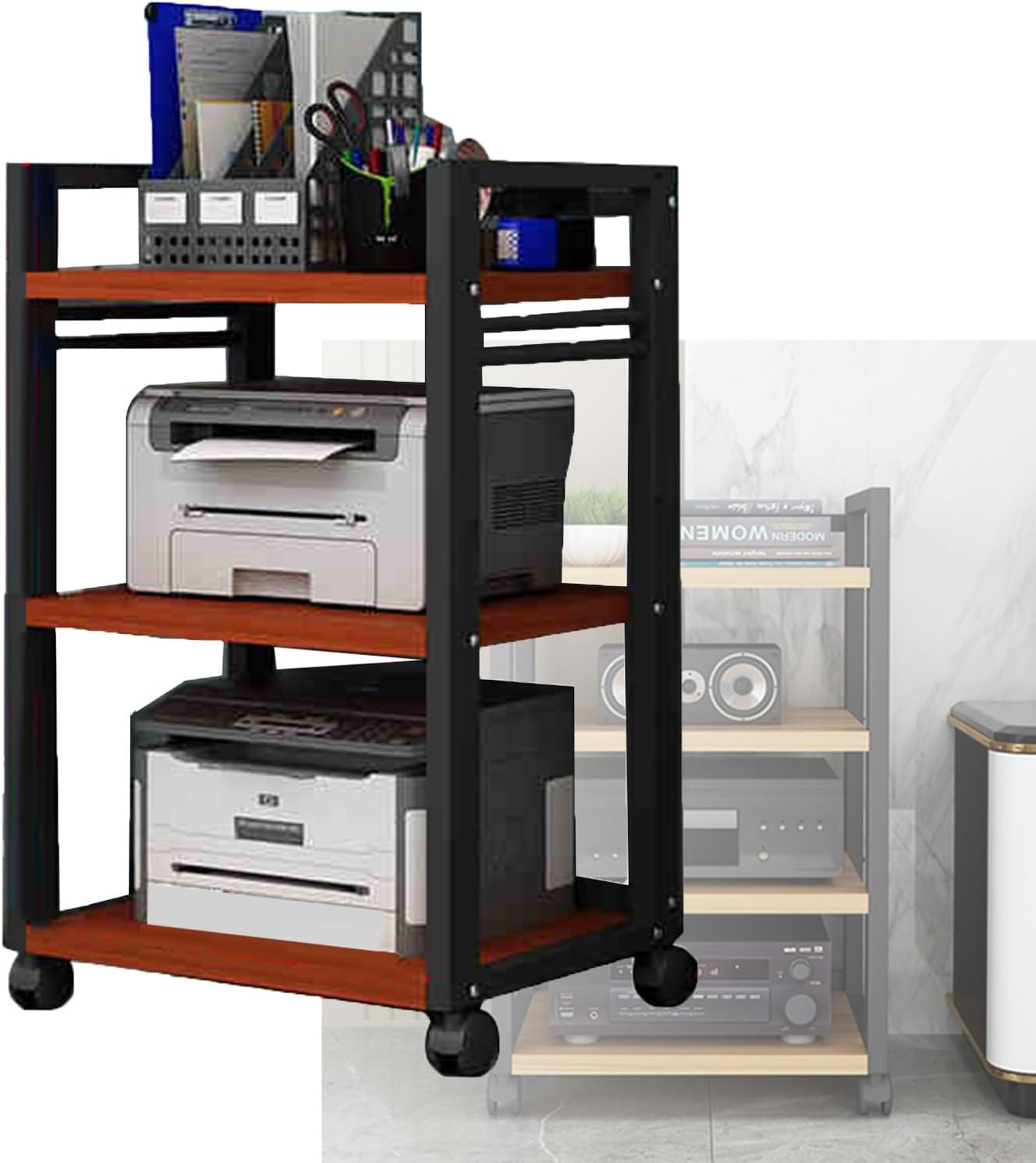 YLQFGUVWK 3 Tier AV Media Cabinet Stand Component Cabinet