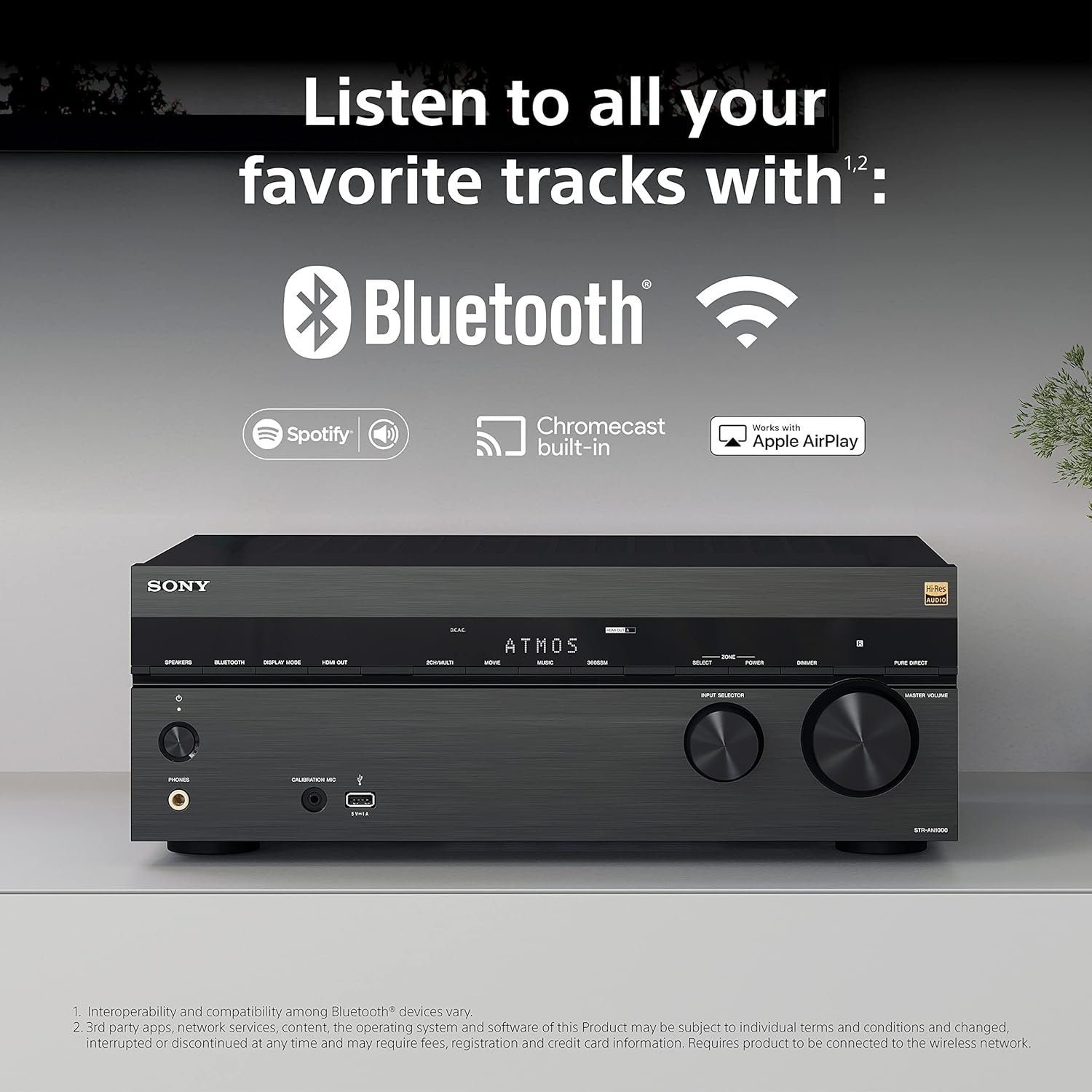 Sony STR-AN1000 7.2 CH Surround Sound Home Theater 8K A/V Receiver: Dolby Atmos