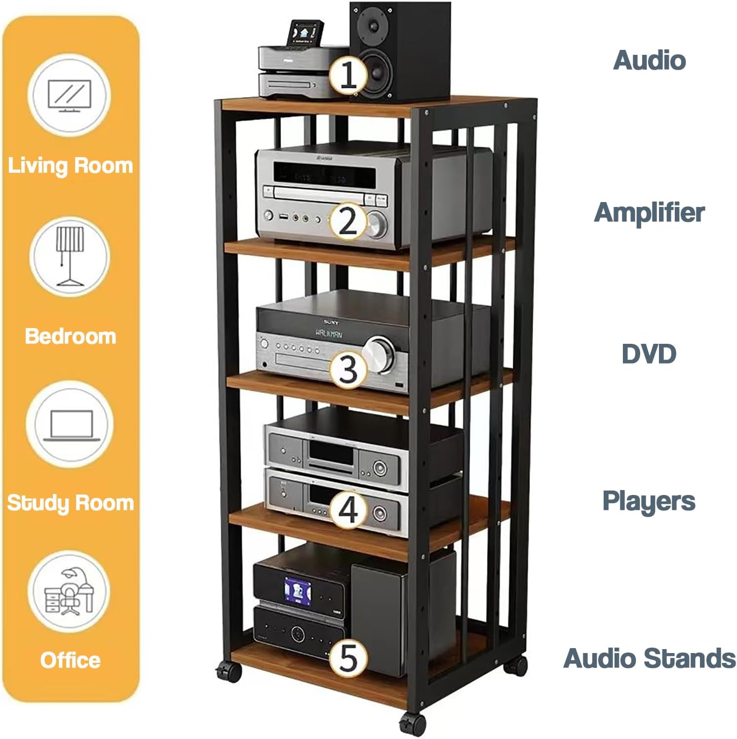 FZYUAN Audio Rack Cabinet with Adjustable Shelf