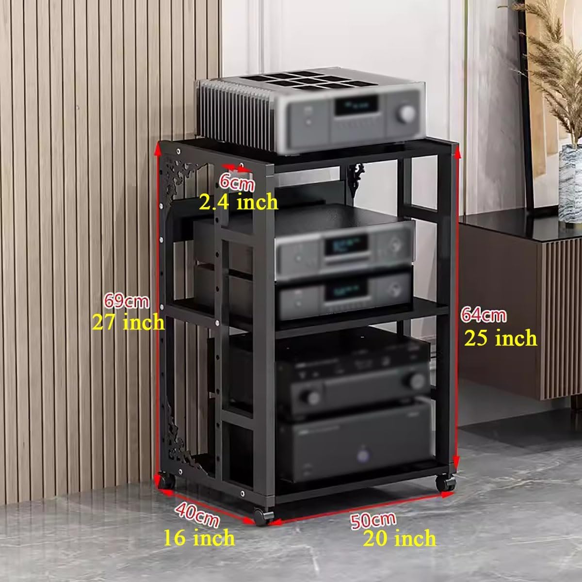 WUHUQN Media Stand 3 Tier AV Media Stand Component Storage Unit