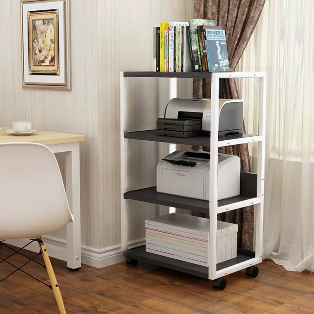 NILZA Movable Media Storage Cabinet Audio Video Media Stand Open Audio Component Cabinet 3 4 Tier Stereo Stand AV Rack Audio Tower for Home