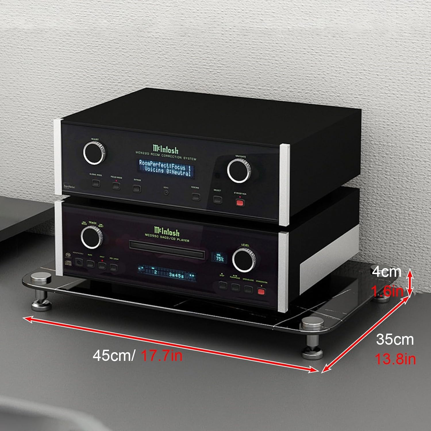 WUHUQN Media Stand Corner TV Stand/Audio Rack Cabinet with Tempered Glass