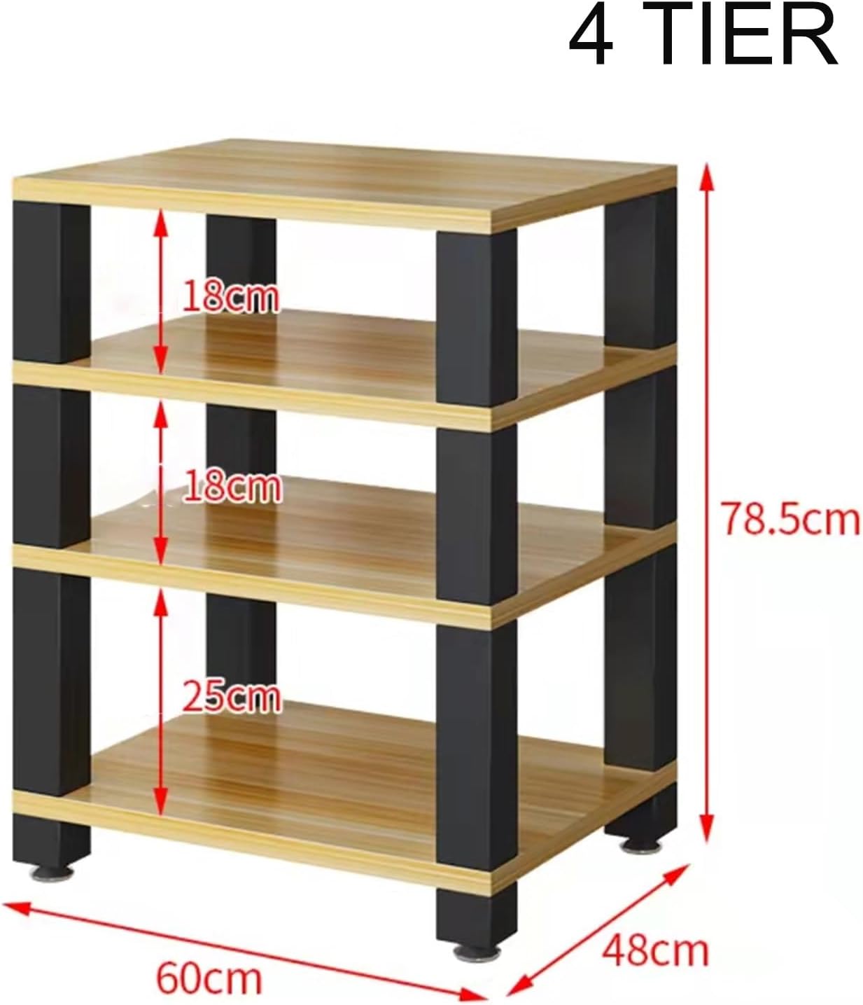 UYCVT 4-Tier Heavy Duty Av Media Stand Corner Shelf Audio Component Rack for Home Office Display Record Player & Stereo Receiver Ideal for Dj & Theater Setup-White-60x48x78.5cm