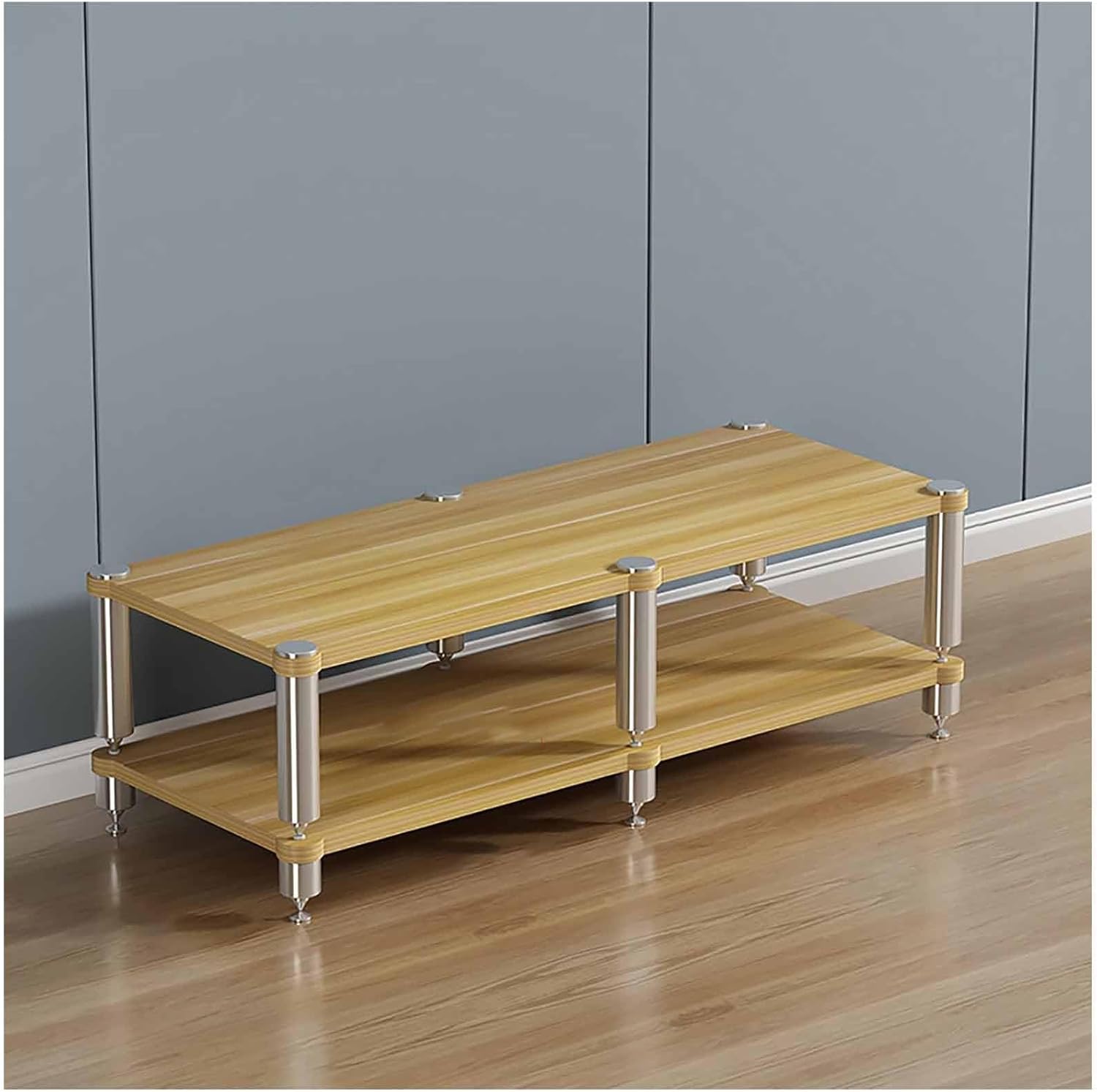 OVOGGPAN AV Media Cabinet Stand Open audio-video shelving Stereo Component Storage Cabinet Multifunctional Media Storage Rack for Living Room/Bedroom/Farmhouse Standing(Pomelo Wood