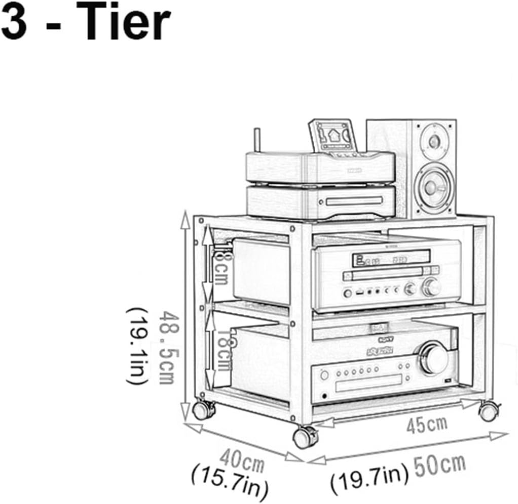 UYCVT Movable Media Stand Audio/Video Media Stand Wooden Corner Shelf Cd Player Stand-3 Tier