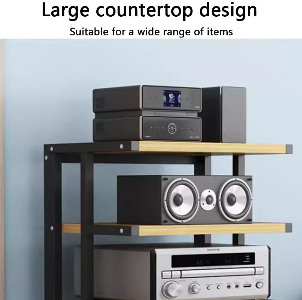 NILZA Audio Stand HiFi Rack AV Cabinet Media Stand Audio Video Component Cabinet with Brake Wheel 4/5/6-Tier Stereo Rack Corner Rack Audio Tower Open Audio Cabinet(Black