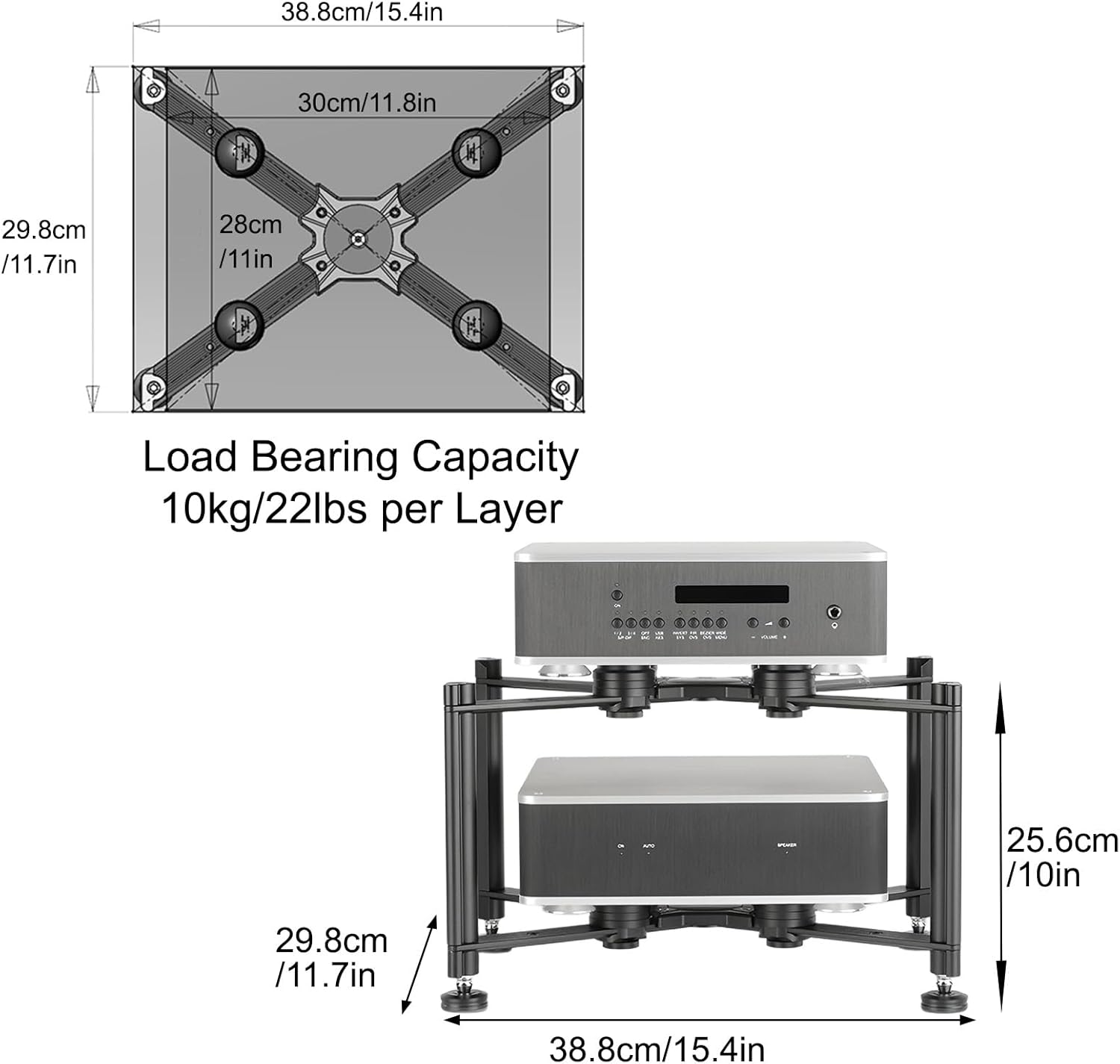 1/2/3/4-Tier AV Media Stand Corner Shelf Metal Stereo Cabinet and Racks