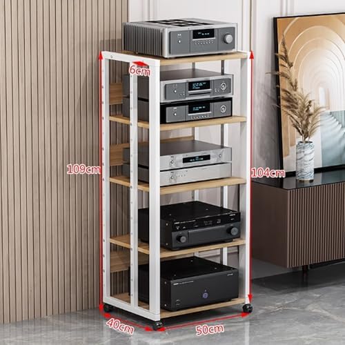 Modern Audio-Video Shelving AV Media Stand Stereo Racks with Open Storage Shelves Component Cabinet for Home